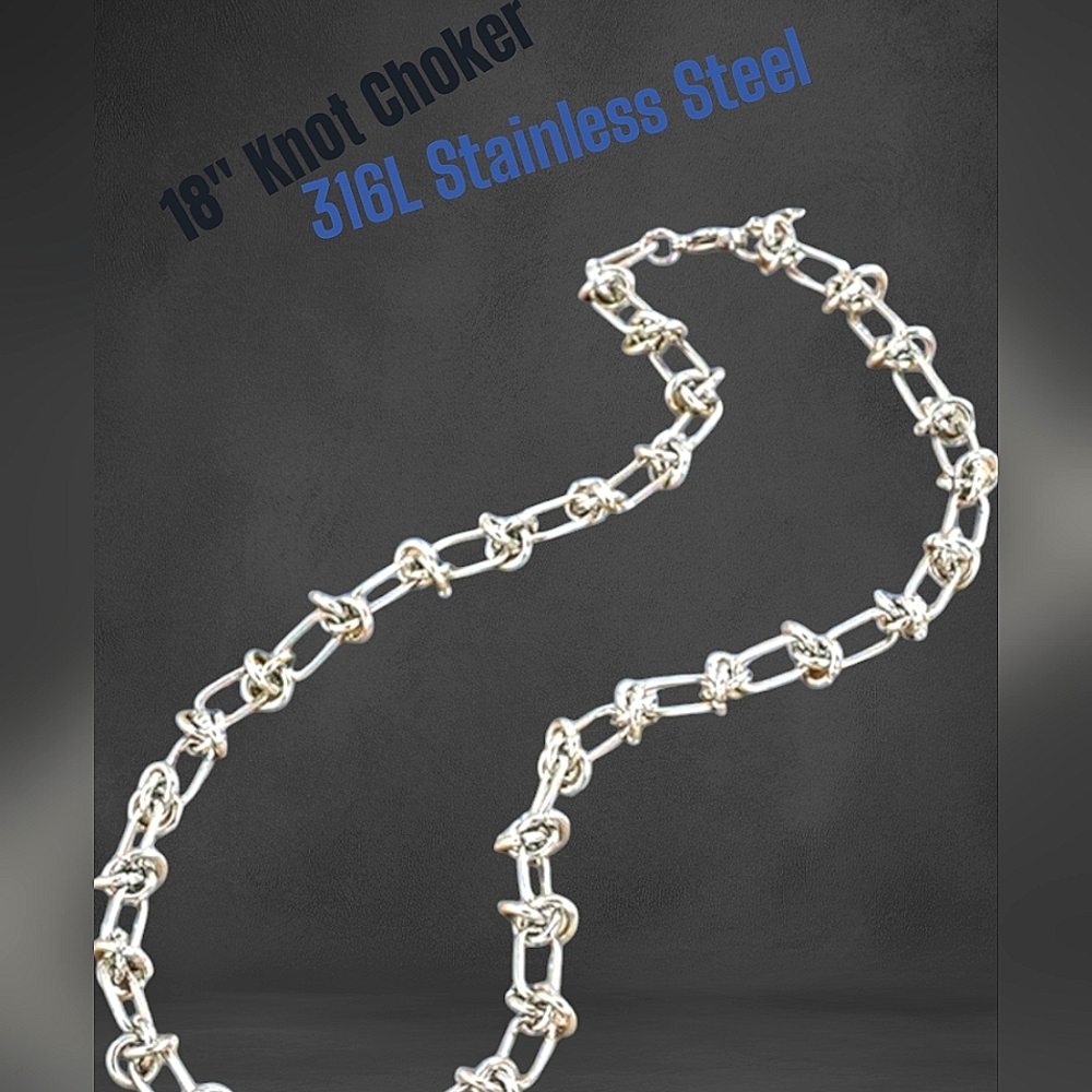6MM Stainless Steel Knot Link Chain Necklace Choker 15.5"